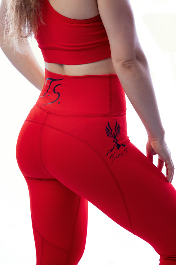 Girls-Training-Red-Outfit-Sport-Leggings